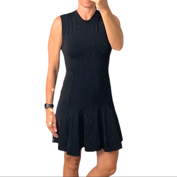 ALAIA Black Body Con Dress with Flowy Skirt. - Picture 3 of 9